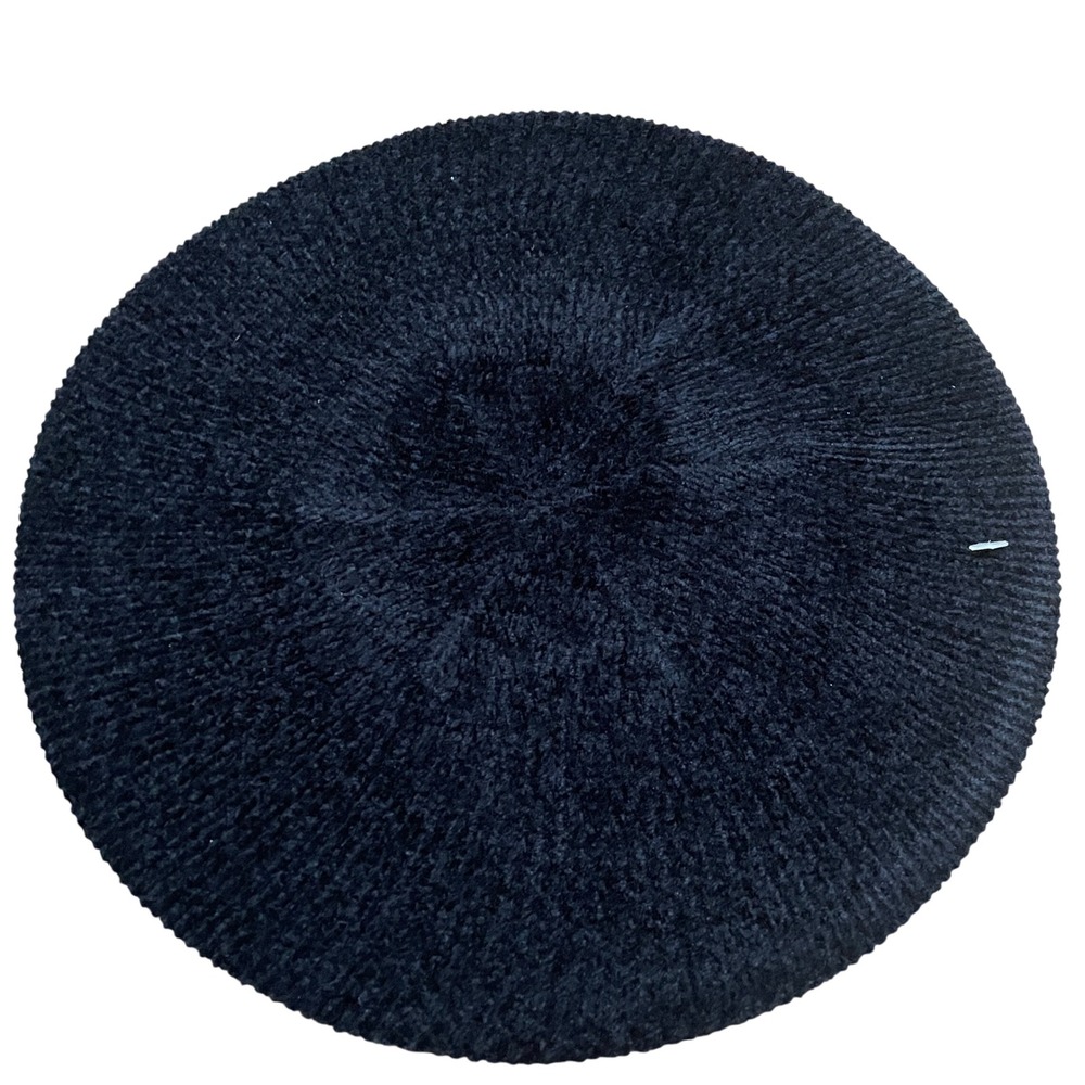 VTG‎ Plenty Black Chenille Knit Beret Parisian Artsy Hat OS Dead Stock